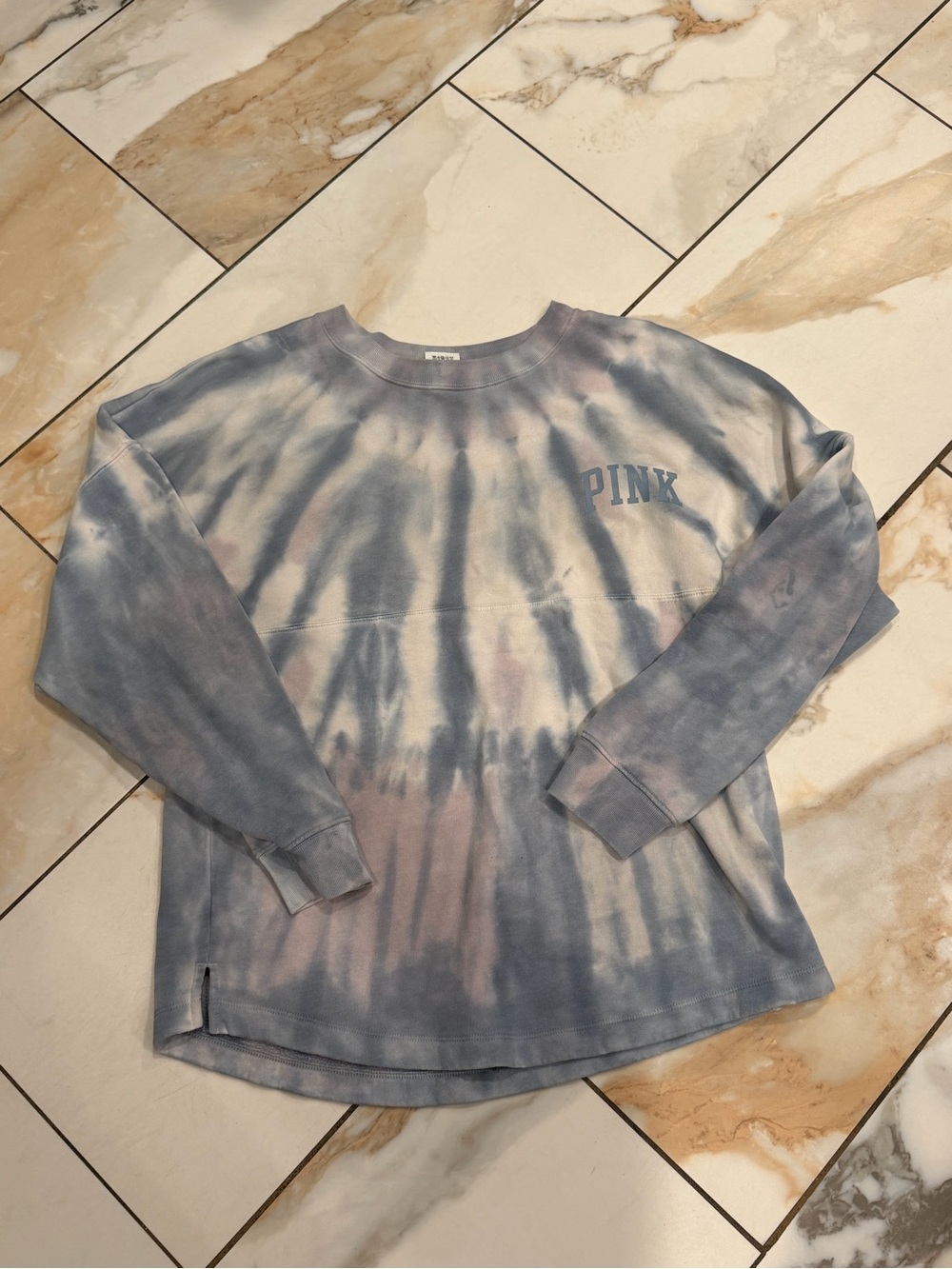 PINK Victoria's Secret Tie-Dye Long Sleeve Sweatshirt in Blue & Pink